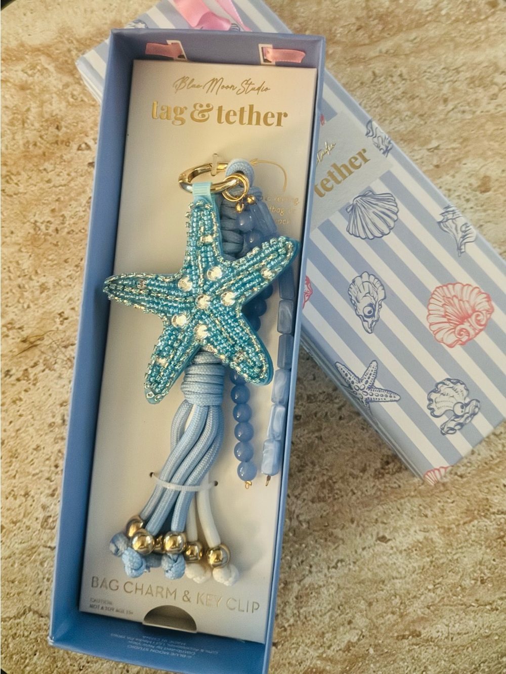 Blue Starfish Bag Charm & Key Clip -